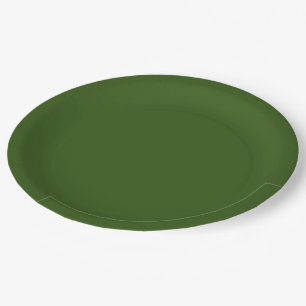 Olive green solid color paper plates