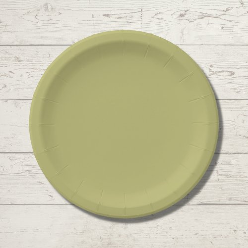 Olive Green Solid Color Paper Plates