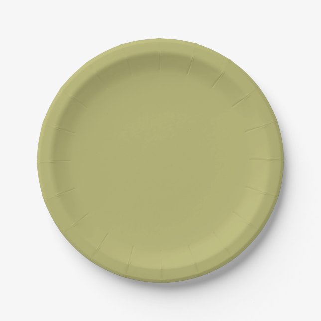 Olive Green Solid Color Paper Plates (Front)
