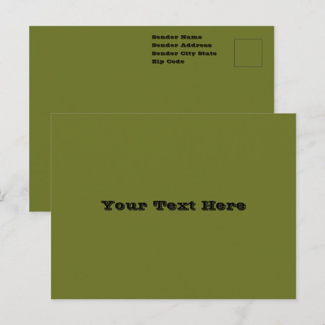 Olive Green Solid Color Postcard (Front/Back)