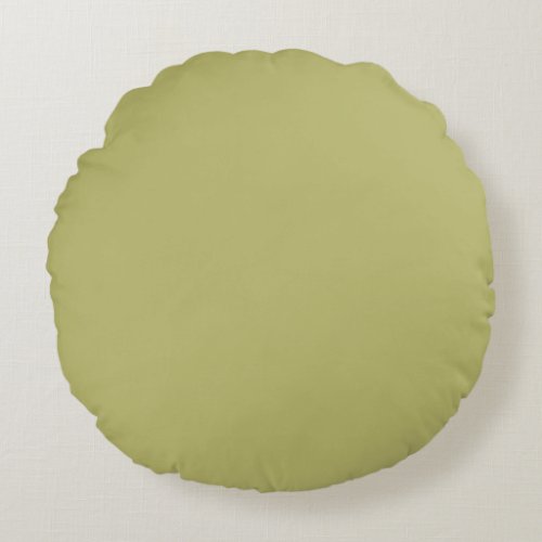 Olive Green Solid Color Round Pillow