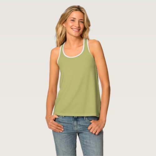 Olive Green Solid Color Tank Top