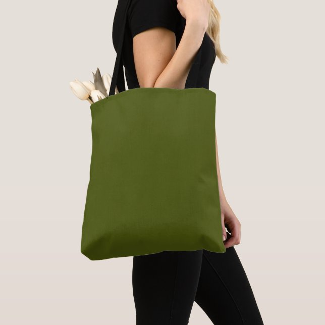 olive green solid color tote bag (Close Up)