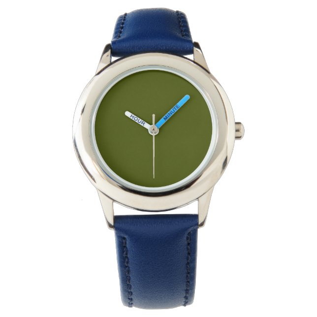 olive green solid color watch (Front)