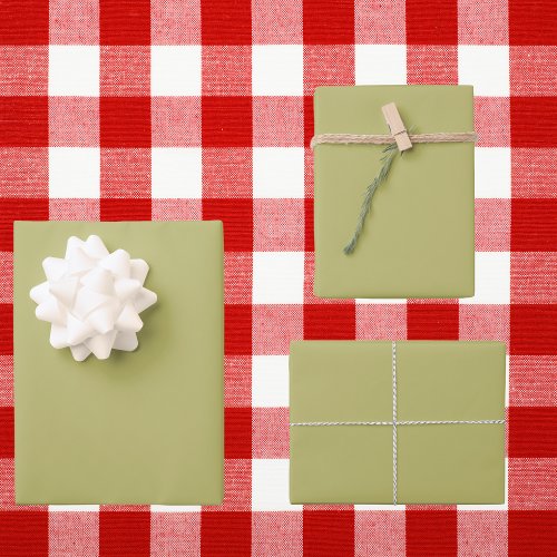 Olive Green Solid Color Wrapping Paper Sheets