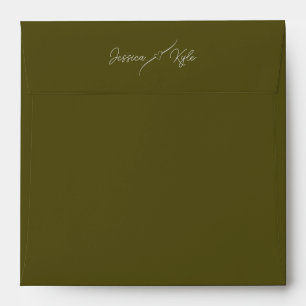 Olive Green Solid Stationery Colored Envelope