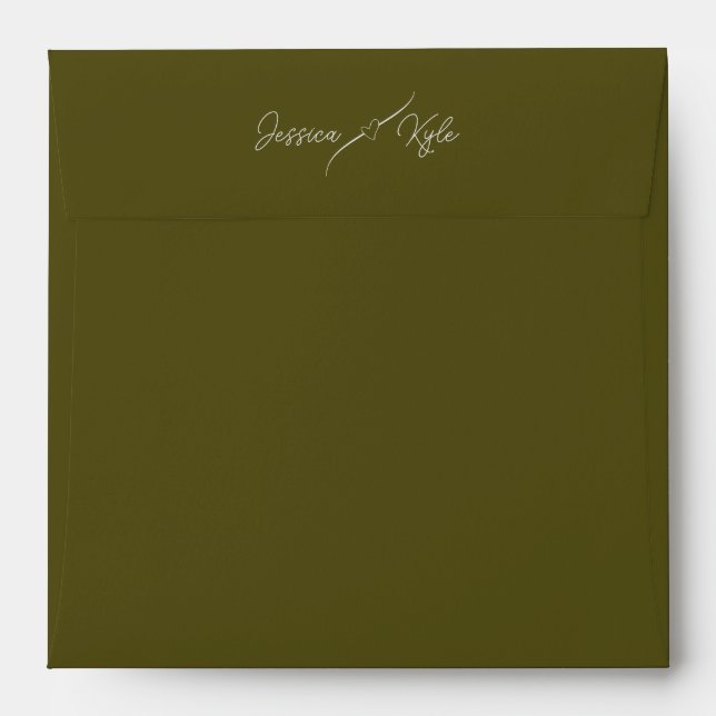 Olive Green Solid Stationery Colored Envelope (Back (Top Flap))