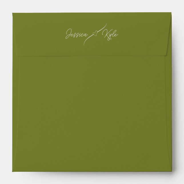 Olive Green Solid Stationery Colored Envelope (Back (Top Flap))