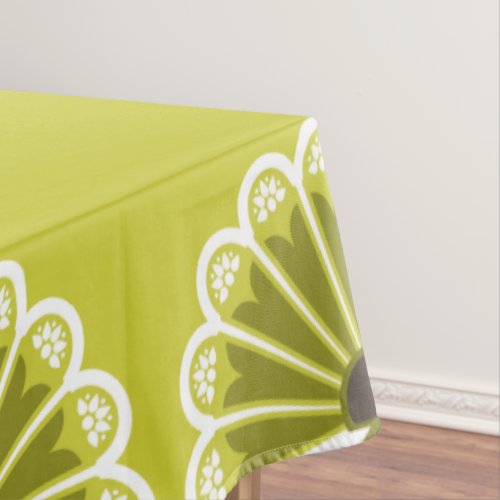 Olive Green Spanish Fans Tablecloth