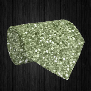 Olive Green Sparkles Faux Glitter Fancy Luxury Neck Tie