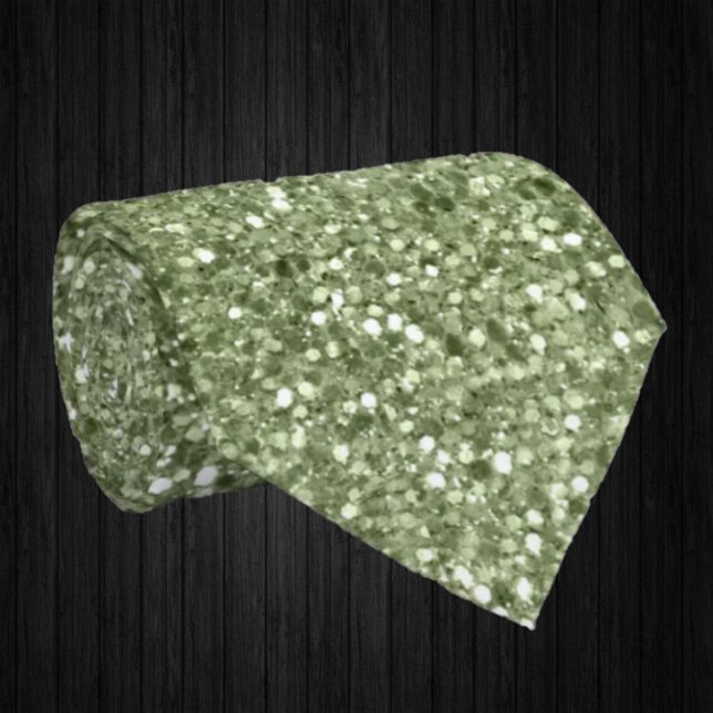 Olive Green Sparkles Faux Glitter Fancy Luxury  Neck Tie (Creator Uploaded)