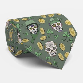 Olive Green St Patrick's Day Irish Sugar Skull