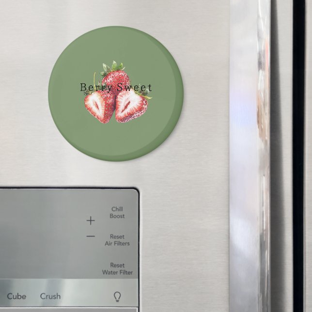 Olive Green Strawberries Berry Sweet   Magnet (In Situ (Fridge))