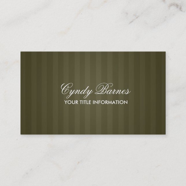Olive Green Stripe Business Card (Front)