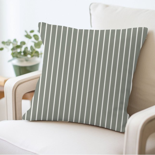 Olive Green Stripe Throw Pillow (Creator Uploaded)