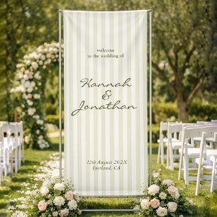 Olive Green Stripe Wedding Banner