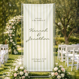 Olive Green Stripe Wedding Banner