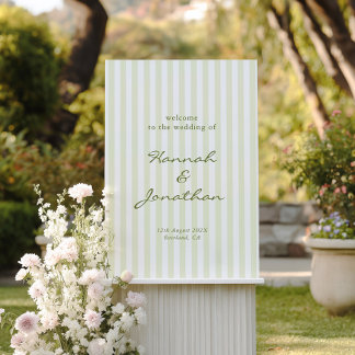 Olive Green Stripe Wedding Foam Board
