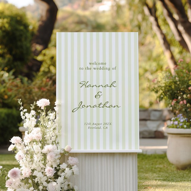 Olive Green Stripe Wedding Foam Board (Creator Uploaded)