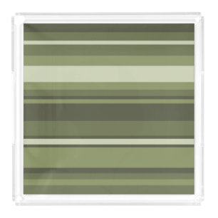 Olive green stripes acrylic tray
