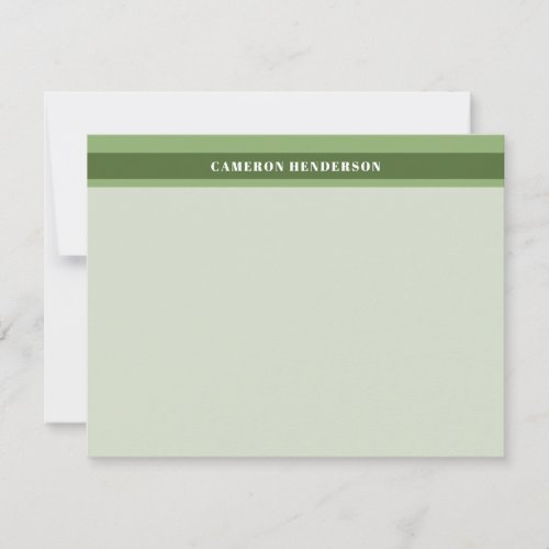 Olive Green Stripes Add Your Name Note Card