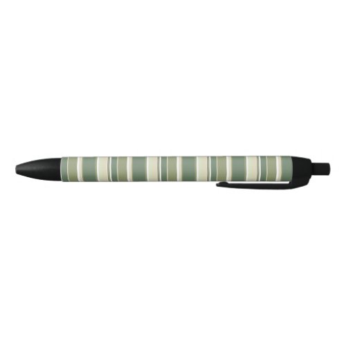 Olive green stripes black ink pen