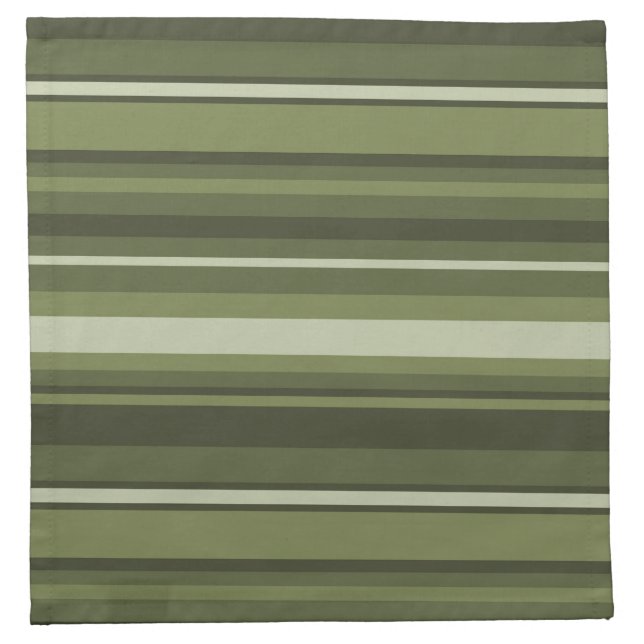 Olive green stripes cloth napkin (Front)
