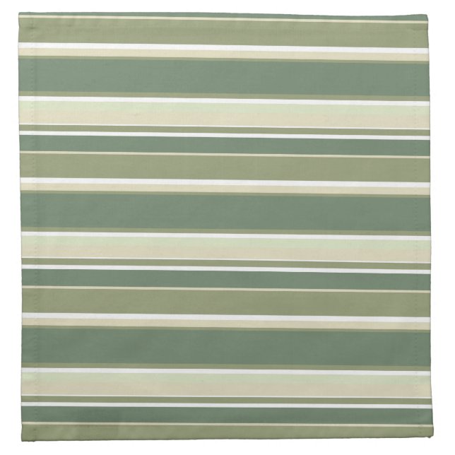 Olive green stripes cloth napkin (Front)