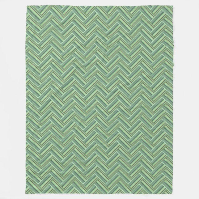Olive green stripes double weave fleece blanket (Front)