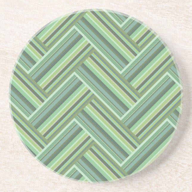 Olive green stripes double weave sandstone coaster (Front)