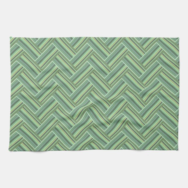 Olive green stripes double weave towel (Horizontal)