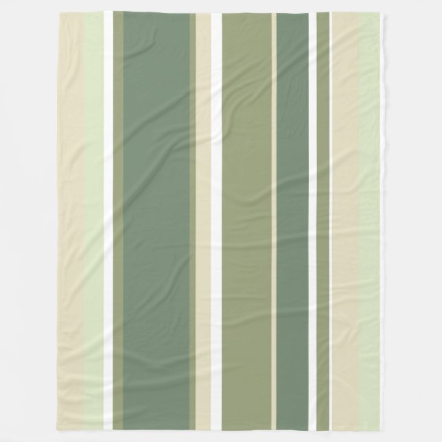 Olive green stripes fleece blanket (Front)