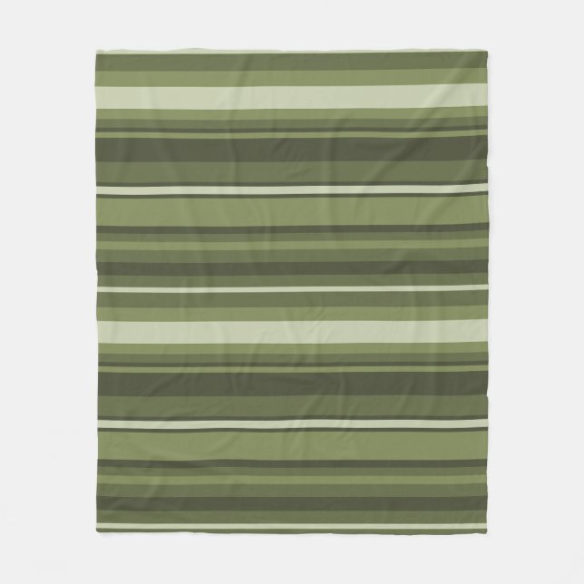 Olive green stripes fleece blanket (Front)