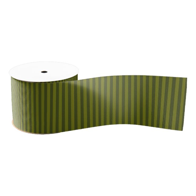 Olive green stripes grosgrain ribbon (Spool)