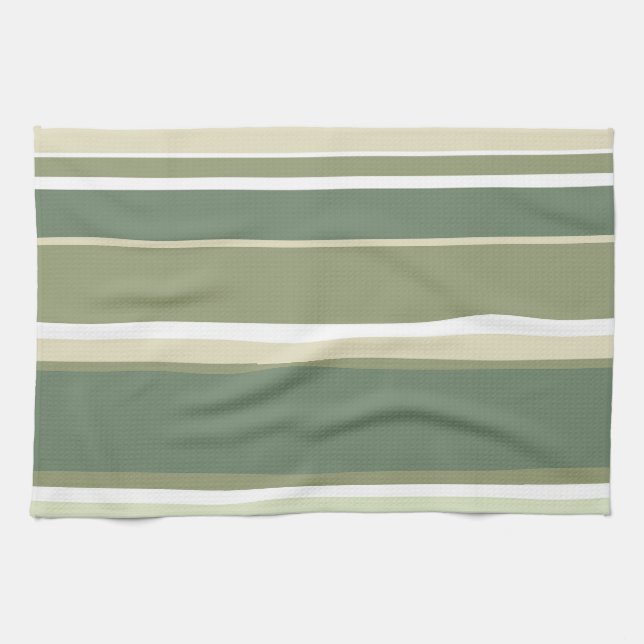 Olive green stripes kitchen towel (Horizontal)