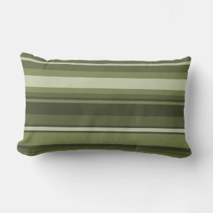 Olive green stripes lumbar pillow