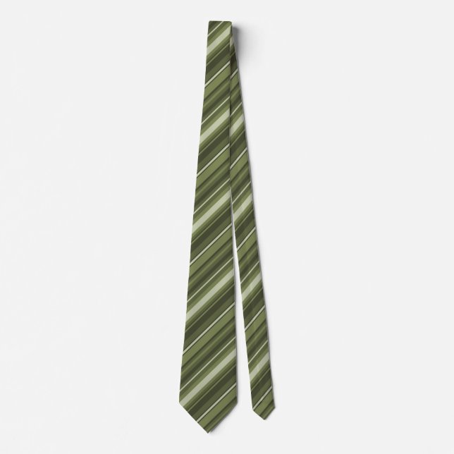 Olive green stripes neck tie (Front)