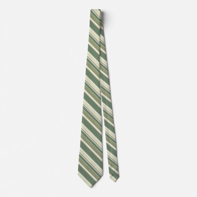 Olive green stripes neck tie (Front)
