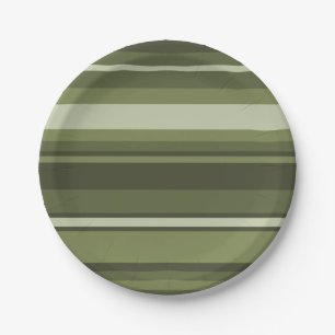 Olive green stripes paper plates