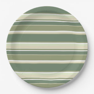 Olive green stripes paper plates