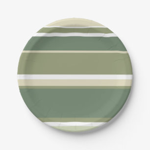 Olive green stripes paper plates