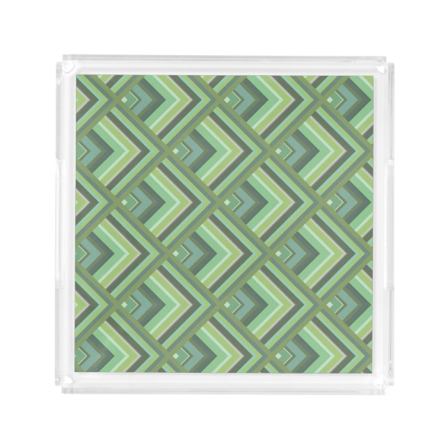 Olive green stripes scale pattern acrylic tray (Front)