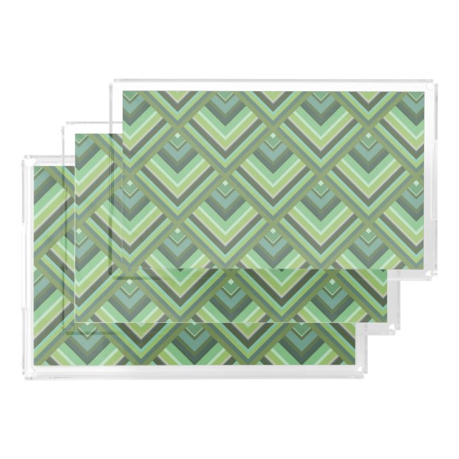Olive green stripes scale pattern acrylic tray (Set)