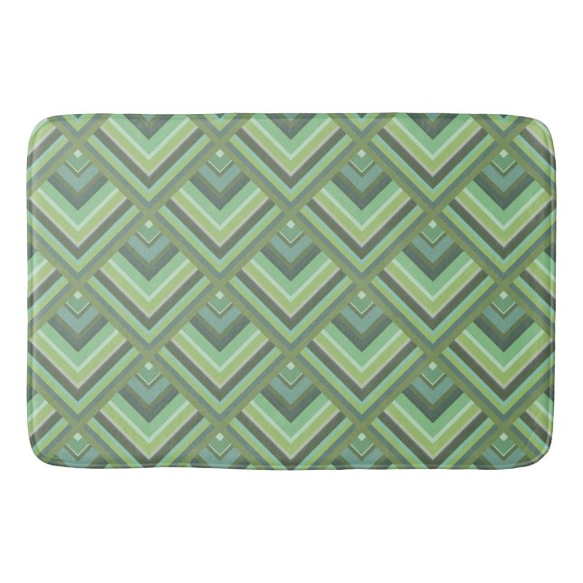 Olive green stripes scale pattern bathroom mat (Front)