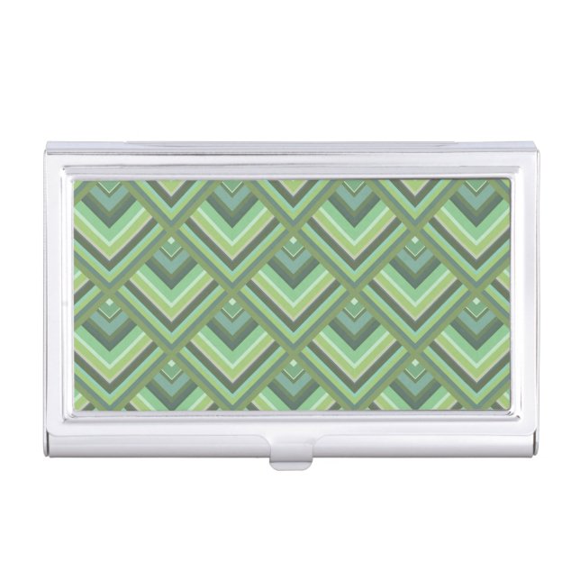 Olive green stripes scale pattern business card case (Front)