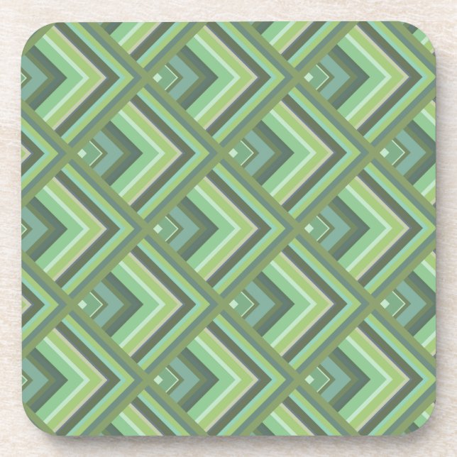 Olive green stripes scale pattern drink coaster (Front)