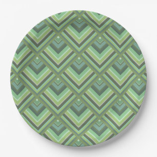Olive green stripes scale pattern paper plates