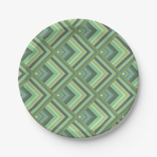 Olive green stripes scale pattern paper plates