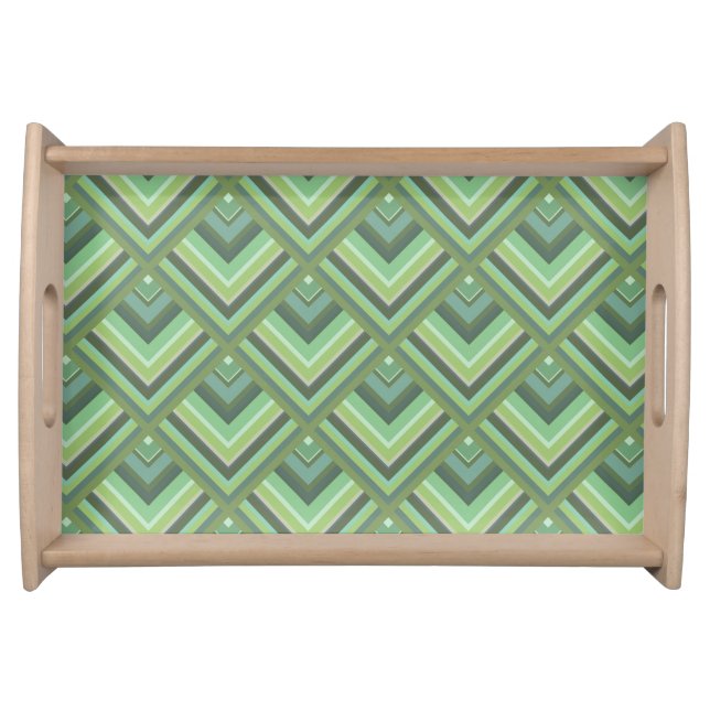 Olive green stripes scale pattern serving tray (Front)