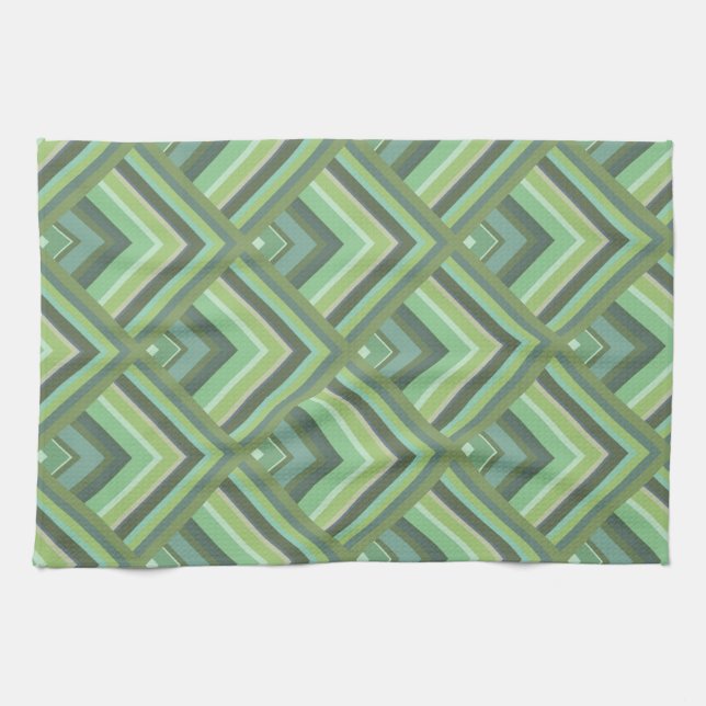 Olive green stripes scale pattern towel (Horizontal)